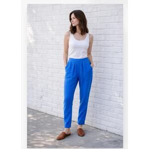 Bel Kazan Blue Trousers Pleated Tapered Pants XS